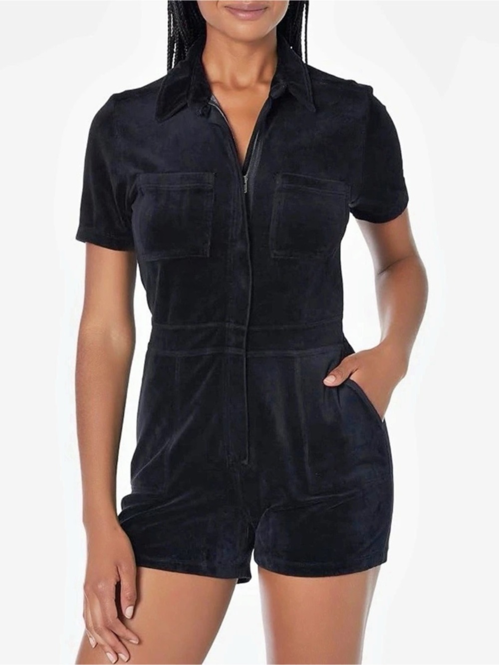 Monroe Women's Black Short Sleeve Romper Like New